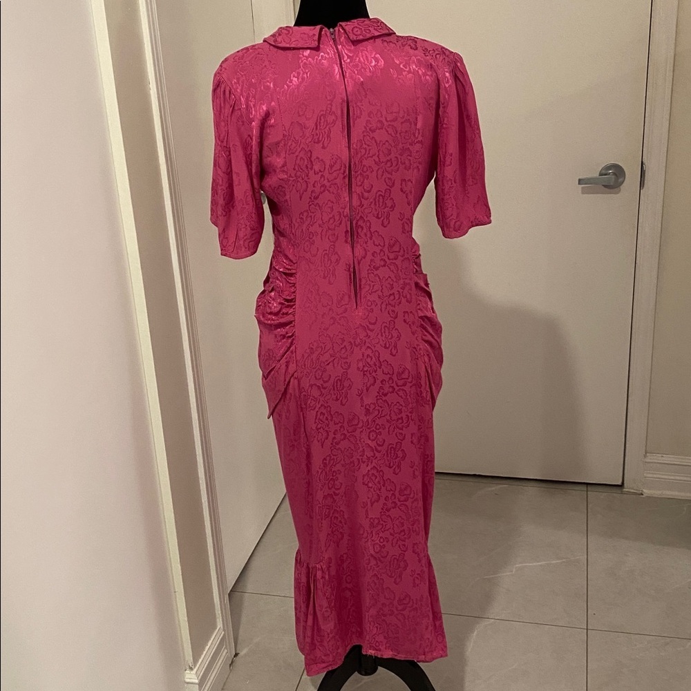 Ell-Jay of Montreal Vintage 1980’s midi Length Pink Rayon Dress Size Small - Picture 8 of 17